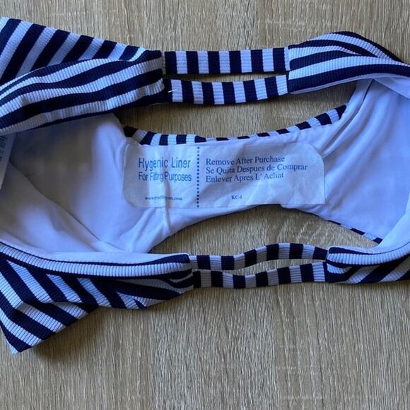 new Splendid Never Enough Bikini Bottom Navy Stripe Low Rise NEW size S - Picture 2 of 7